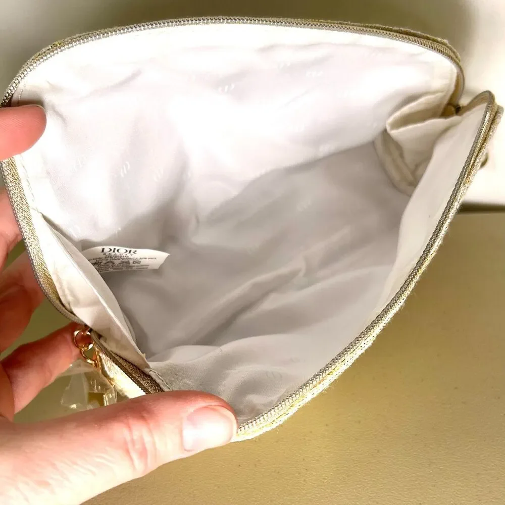 Christian Dior Holiday 2024 Limited Edition Cosmetic Pouch Gold Charm